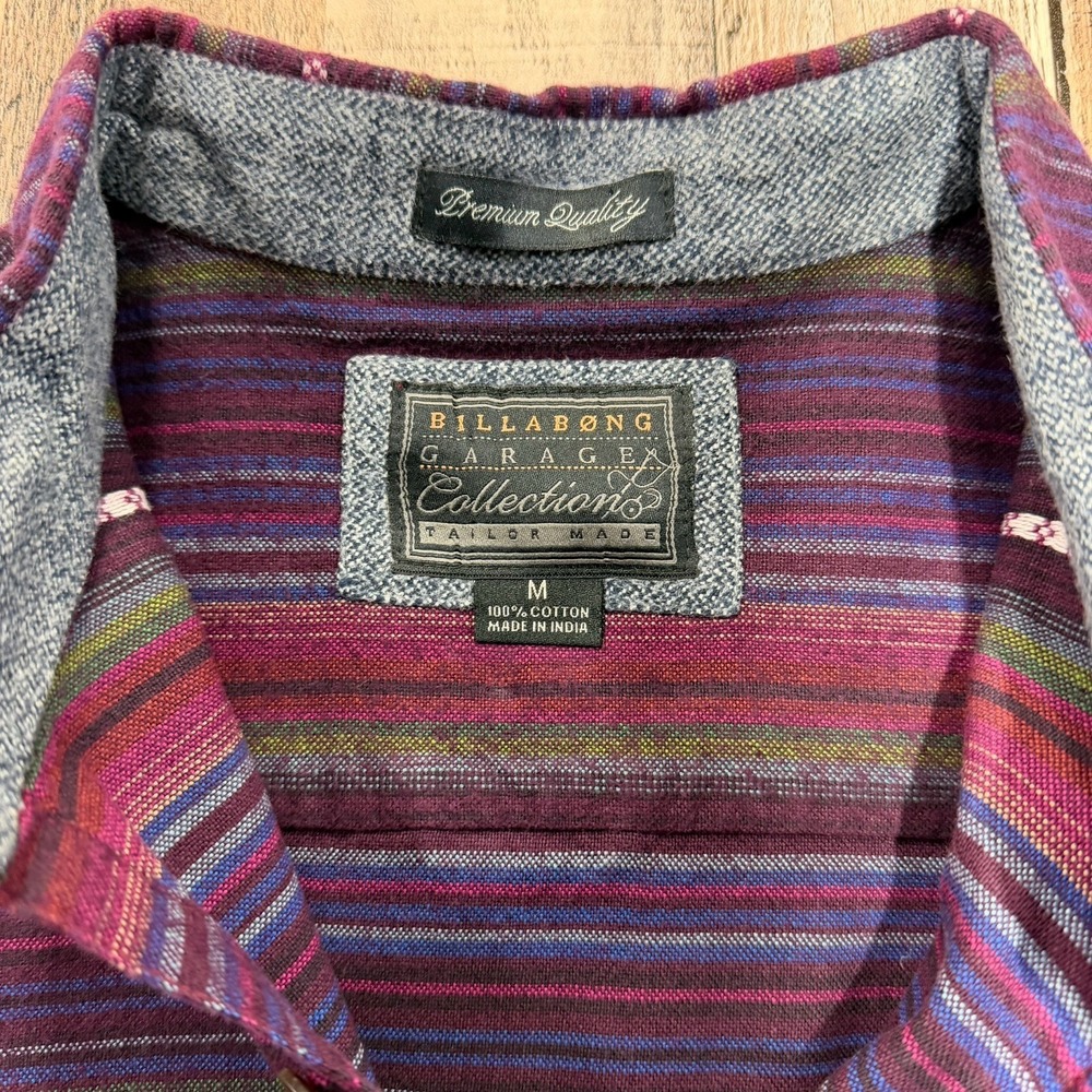 Billabong Western Aztec Shirt Men's Medium Striped Tribal Button Up Long Sleeve - Picture 3 of 8